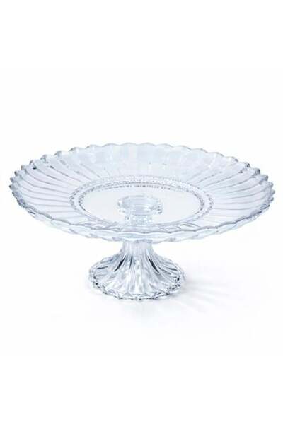 Generic Elegant Glass Serving Plate with Elevated Base