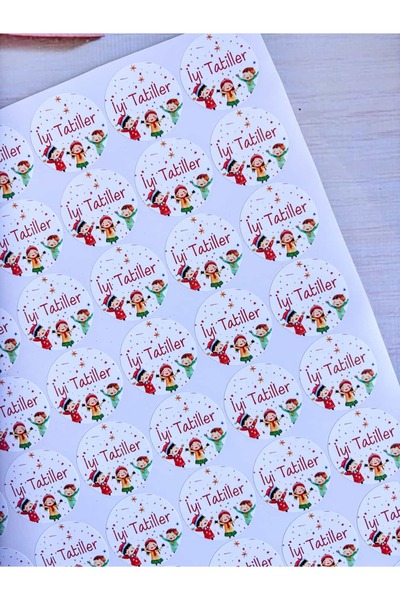 Hayal.kirtasiyesi ملصق عيد مبارك 3.5 سم 48 قطعة ملصق لاصق هدية سوميستر