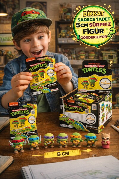 TOYFEST Ninja Kaplumbağalar Buddies 3D Sürpriz Figür 5 Cm Yumuşak Dokulu Kole...