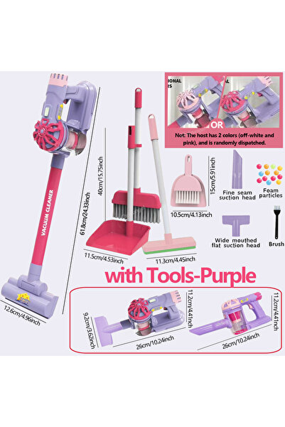 Choice6 with Tools-Purple Kids Simulation Electric Vacuum Cleaner Cleaning Se...