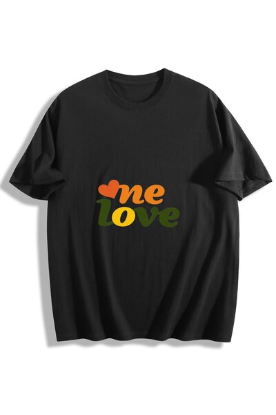 MIXSNOW تيشيرت قطني مطبوع للرجال - أحبني بقلبٍ في الأعلى