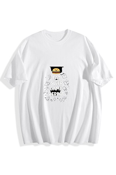 MIXSNOW Men Printed Cotton T-Shirt - Burger, Eat Sleep Game Repeat
