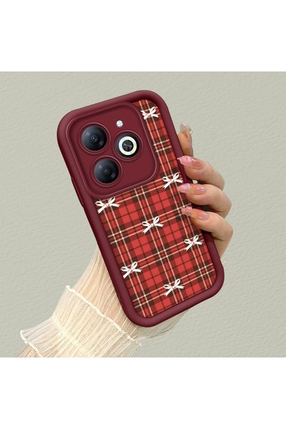 SLIMFELT Infinix Smart 8/8 Pro Compatible Trendy Quality Burgundy Color Ribbo...