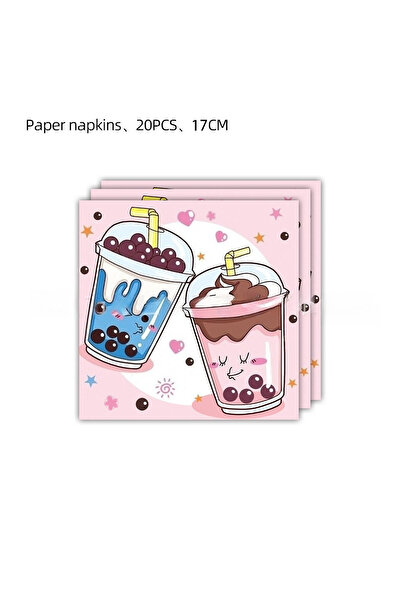 Choice Paper towels 20pcs 20pcs Tea Party Theme Party Supplies Bubble Tea Bir...
