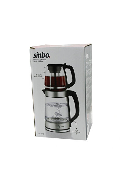 shopwave CAM ELEKTRİKLİ ÇAY SETİ ÇAYCI 2LT+1.2LT 1500W MAVİ LEDLİ 360 DERECE ...