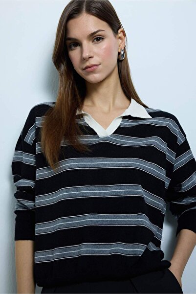 DeFacto Oversized Striped Sweater H1266Ax26Sp