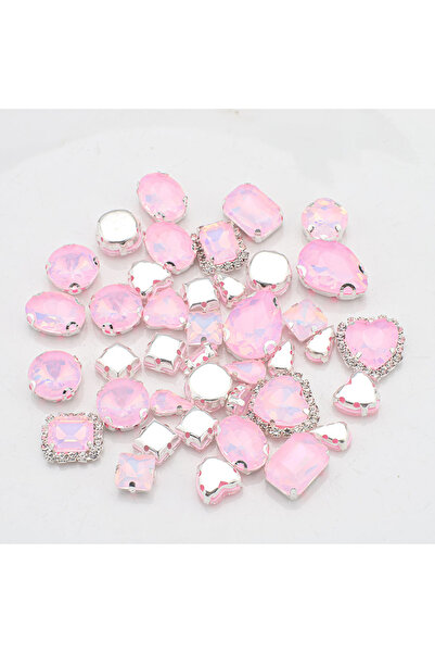 Choice6 40 قطعة من أحجار الراين الزجاجية الأوبال الوردية بأشكال متنوعة، مع أح...