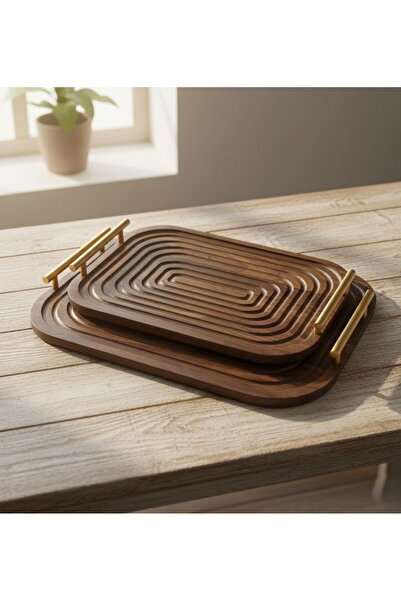 Generic 2 wooden trays set, classic design
