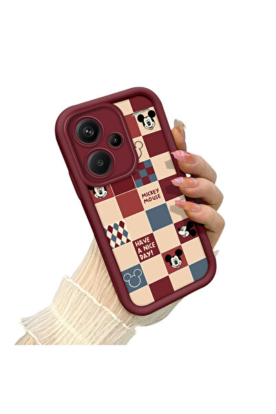 PATTERNOVA Redmi Note 13 Pro Plus+ 5G Komik Sevimli Desenli Bordo Silikon Kıl...