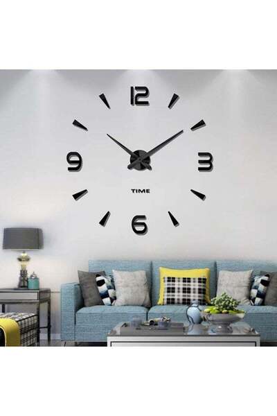 Arabest 3D Wall Clock With Mirror Number Stickers Black 39x39inch