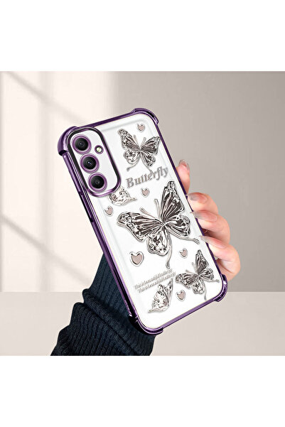 PATTERNOVA Samsung Galaxy A34 Uyuml İnce Kelebek Desenli Şeffaf Telefon Kılıf...