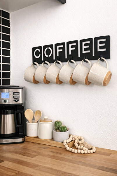 Aries Shopping Dekoratif Coffee Yazılı Mutfak Dekorasyon Fincan Ve Kupa Askılığı