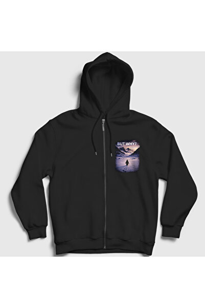 Presmono Unisex Black but Why Nihilist Penguin Zippered Hooded Sweatshirt 595...