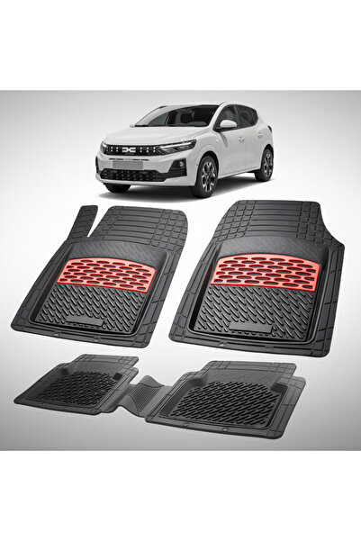 TEAMCAR Covorașe tip tavă compatibile cu Dacia Sandero III Facelift 2026+, Roșu