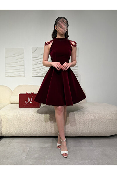 LAYAL DRESSES Original burgundy wool dress