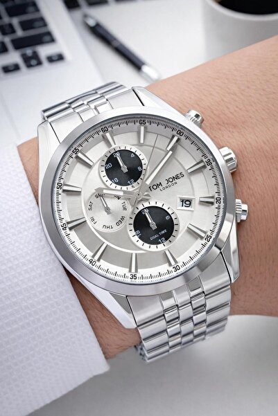 Tom Jones 2 Years Warranty 3 Atm Water Resistant Steel Strap Men's Wristwatch...