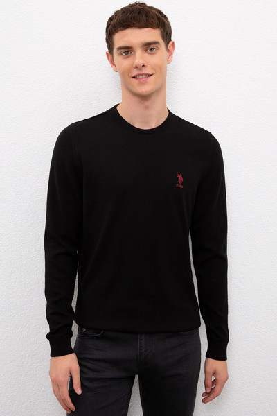 U.S. Polo Assn. Men's Black Basic Sweater 50224739-Vr046