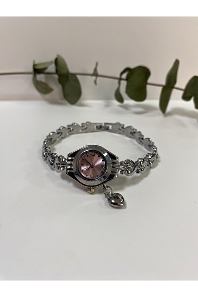 DGD ACCESSORIES Silver- Kalp Charmlı Saat