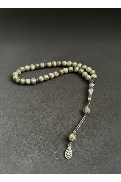 DeNors Natural Stone Look Green Prayer Beads - with Tassels - Special Design Green Color - Daily Wear Size