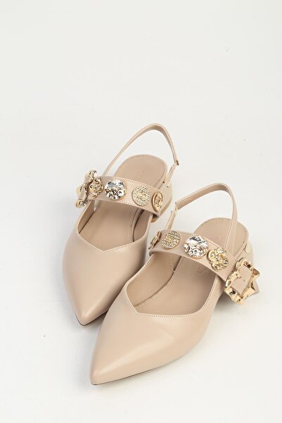 Pierre Cardin حذاء نسائي بيج بكعب قصير PC-55729