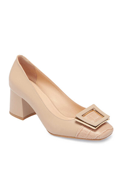 Tergan Nude Hakiki Deri Kadın Topuklu Ayakkabı - K25I1AY67797-Q0C