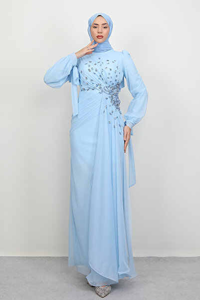 Lamia Giyim Arden Tül Abiye Bebe Mavi