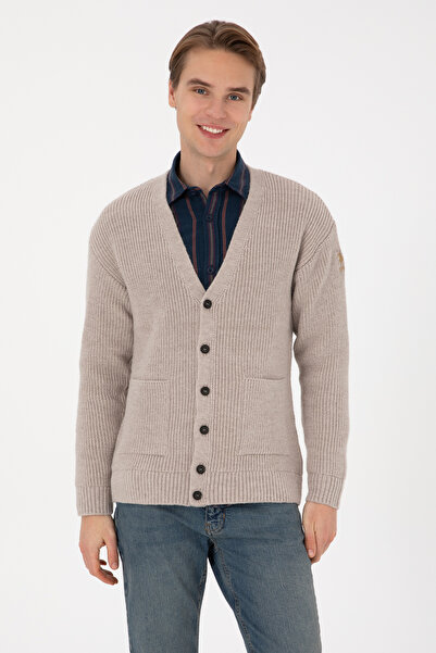 U.S. Polo Assn. Men's Stone Knitwear Cardigan 50314960-Vr049