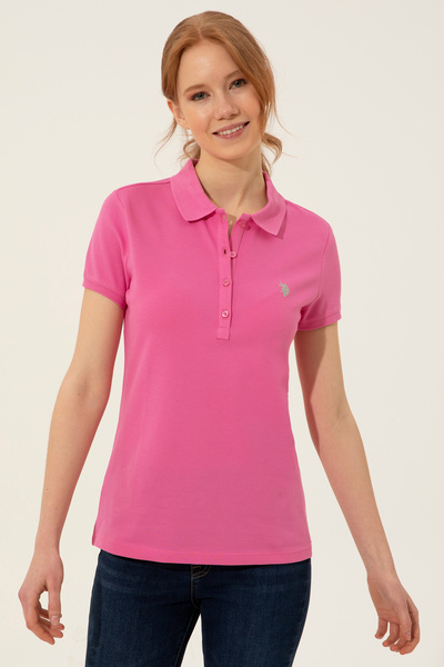 U.S. Polo Assn. Women's Pink Basic Polo Neck T-Shirt 50246272-Vr041