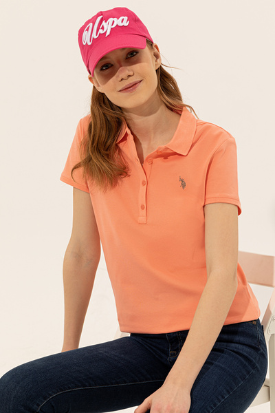 U.S. Polo Assn. Women's Salmon Basic Polo Neck T-Shirt 50246272-Vr047