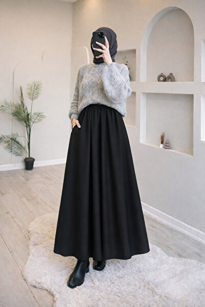Nirva Butik Tesettür Siyah Etek