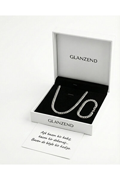 GLANZEND Erkek Kalın Premium Çelik Kolye ve Bileklik Set 2'li 14 Şubat Sevgil...