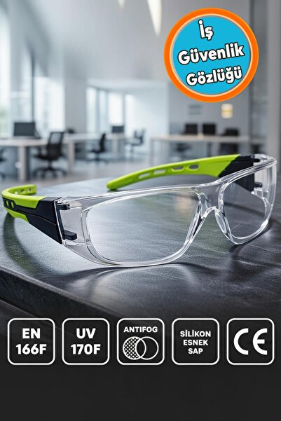 Safety Goggles Anti Mist Protective Glasses Silicone Earphones Clear Glass En-166F (1pc)