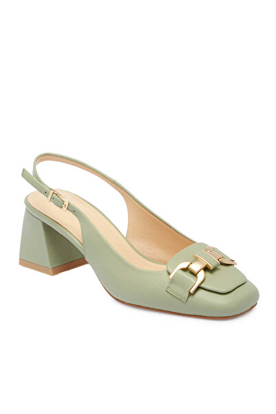 Tergan Yeşil Hakiki Deri Kadın Topuklu Ayakkabı - K25Y1AY67801-G81