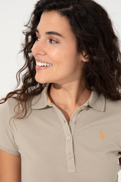 U.S. Polo Assn. Women's Khaki Basic Polo Collar T-Shirt 50246272-Vr027