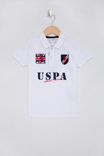 U.S. Polo Assn. تي شيرت أبيض بياقة بولو للأولاد 50220317-VR013