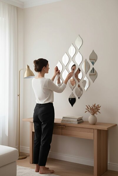 otovoo Su Damlası Aynalı Pleksi Duvar Çıkartması Silver Lazer Kesim 1 mm 8 x ...