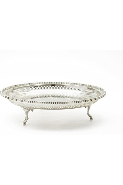Genericc Zolten Silverplated Round Serving Tray, 35 cm Size, Silver