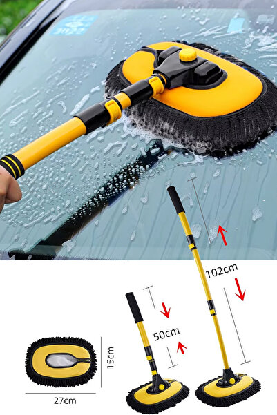 MeyZone Sarı Çok Fonksiyonlu Mikrofiber Araba Yıkama Fırçası Teleskopik Uzun ...