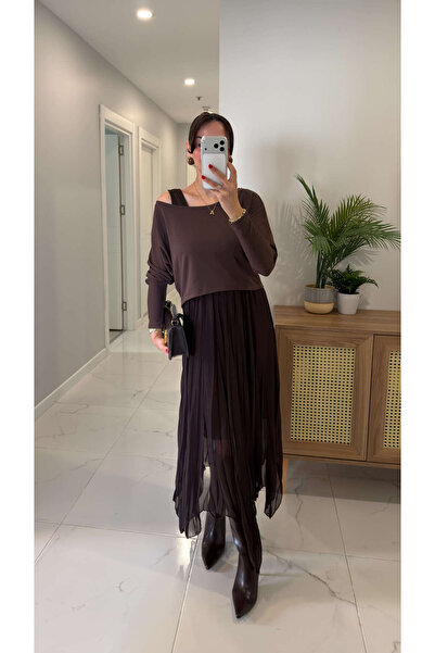 BİRCANÇİL Berrodi Brown Blouse Dress Set