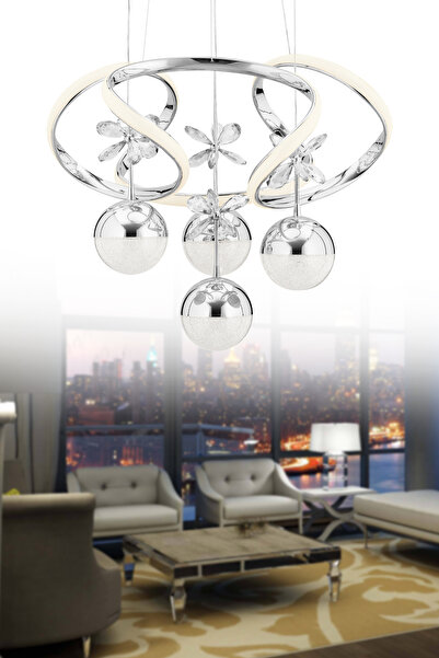 İstanbul Avize Rodin Power Gümüş Beyaz Power Ledli Sarkıt Modern Lüx Led Avize