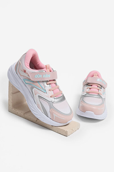 Tonny Black Çocuk Unisex Pudra Mint Eva Faylon Taban Cırtlı Lastik Bağcıklı S...