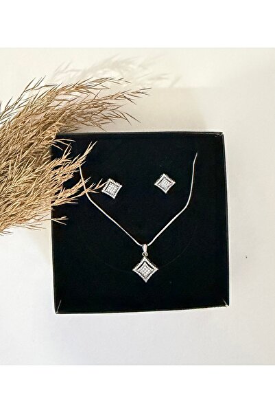 XUPING JEWELRY gümüş kaplama zirkon taşlı şık kolye küpe set