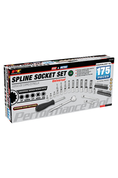 Performance Tool 47-Piece Universal Spline Socket Set 1/4inch