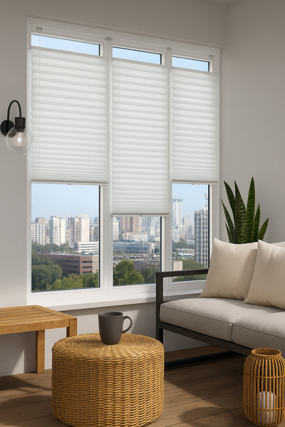 NetworkAvm Beyaz Plise Katlanır Cam Balkon Perdesi - Ofis Perdesi - Mutfak Pe...