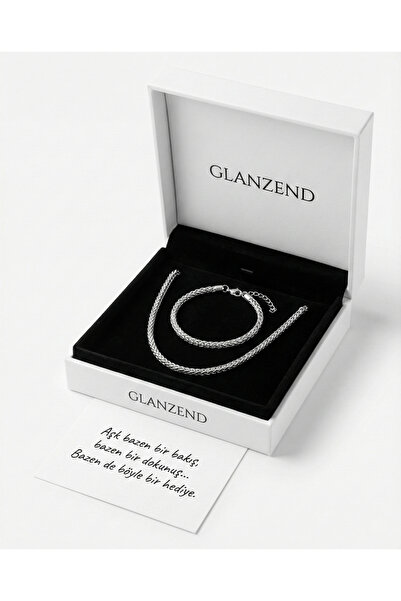 GLANZEND Erkek Sarma İtalyan Çelik Kolye ve Bileklik Set 2'li 14 Şubat Sevgil...