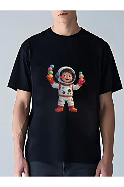 MIXSNOW Men Printed Cotton T-Shirt - Astronaut juggling colorful balls