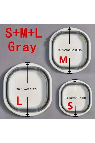 choice2 Gray 3Pcs 3 Pack Collapsible Tub Wash Basin Laundry Baskets Space Sav...