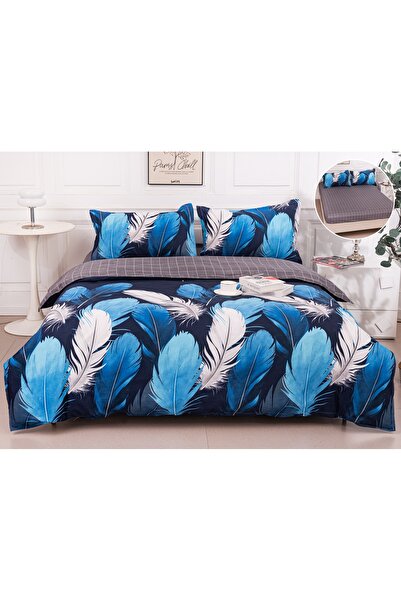 CHIRASO 4-Piece Bedding Set, Satin Cotton, Fitted Sheet 180x200cm Duvet Cover...
