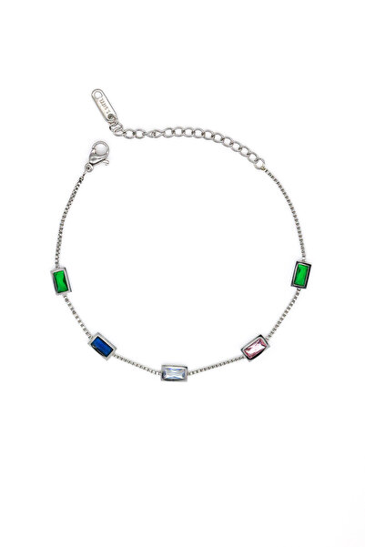 Nearsis سوار سلسلة من الحجر الفولاذي الملون بخمسة أحجار على شكل باجيت