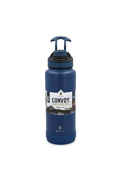 manna Convoy Stainless Steel Easy Carry Handle Water Bottle Blue and Black 40 oz